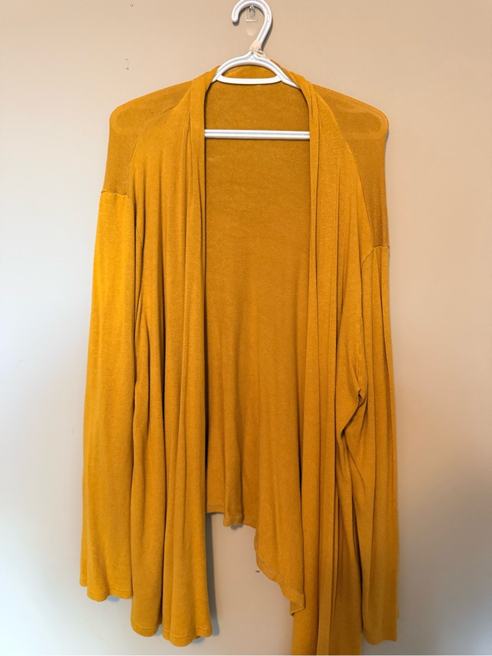 Women's Mustard Open-Front Draped Cardigan